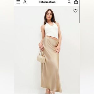 Reformation Layla Silk Skirt in Sand size 0